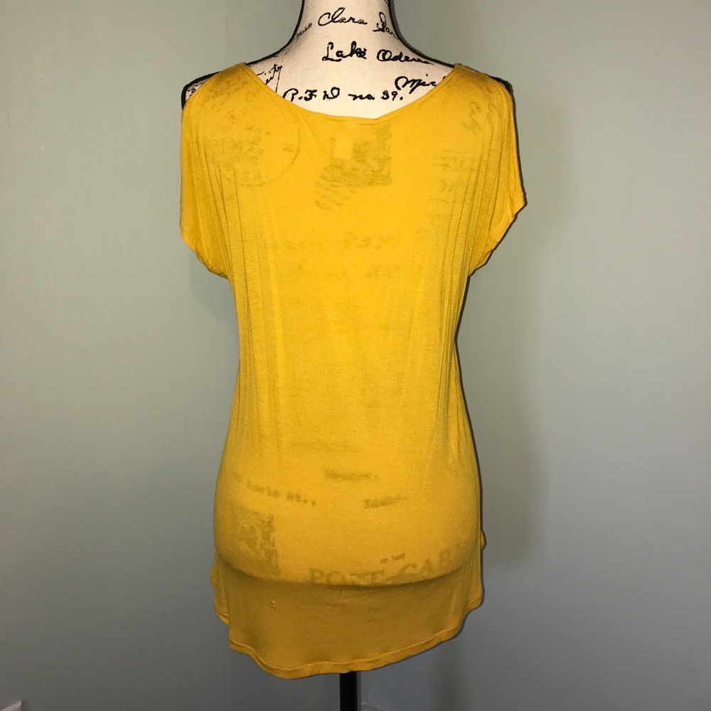 Mustard Color Cold-Shoulder Top - Picture 3 of 3