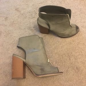 block heel zip up booties