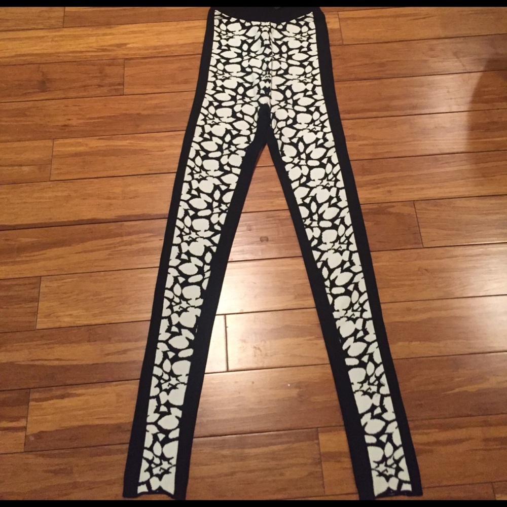 Black and white thick, designer leggings