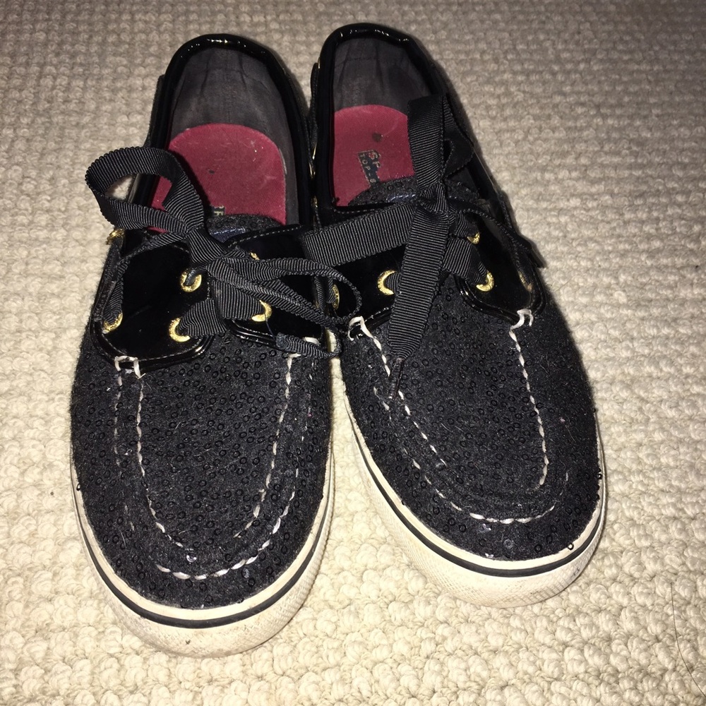 Black Glitter Sperrys