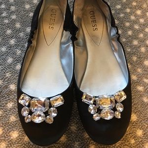 GUESS Black Flats With Crystals/Jewels