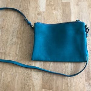 Turquoise suede cross body
