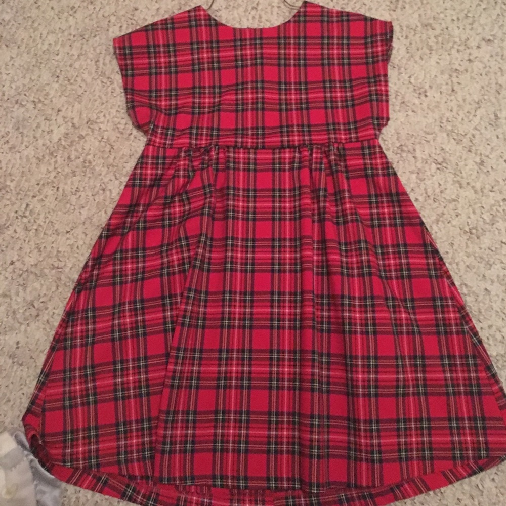 Plaid red and green baby doll dress