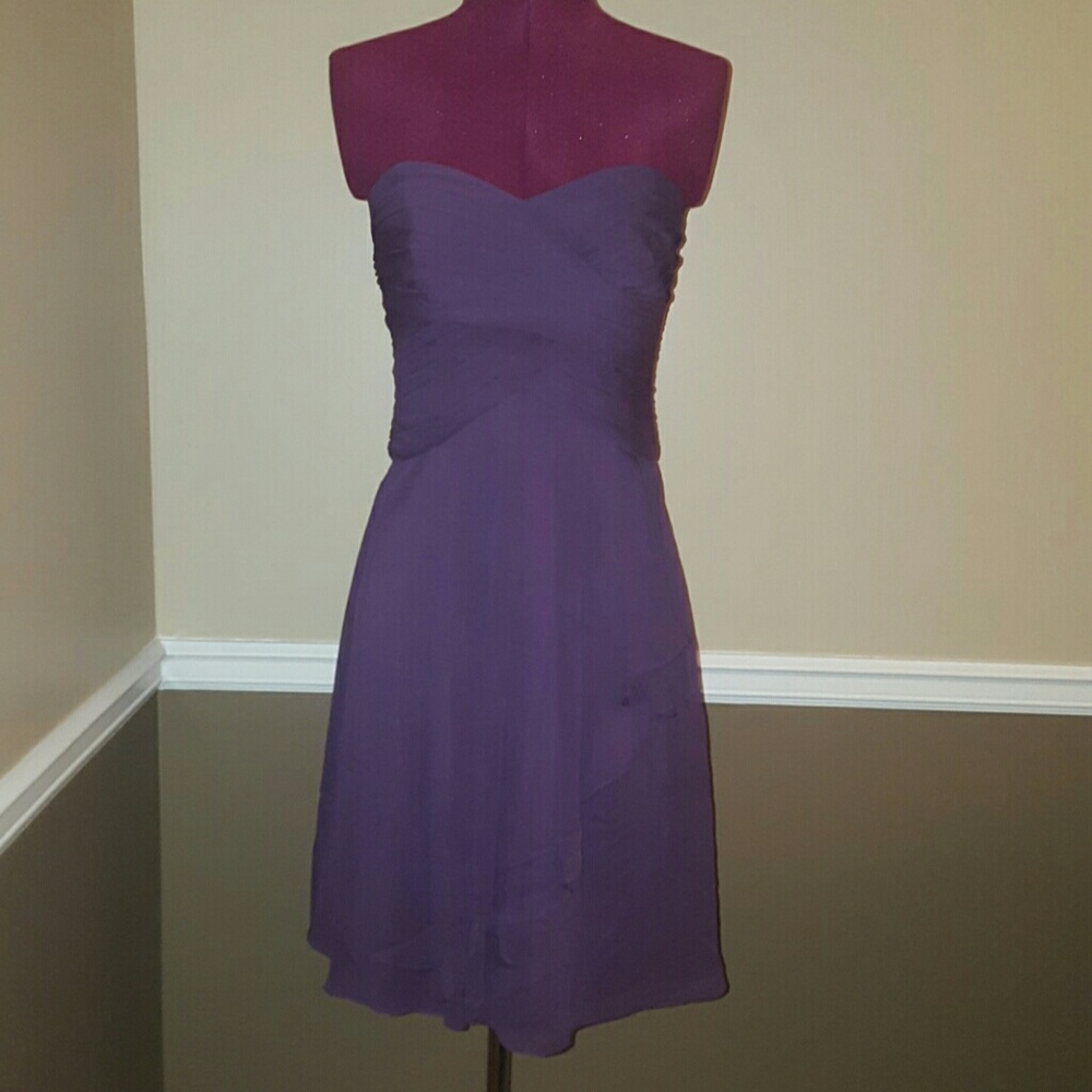 👗DAVIDS BRIDAL Plum chiffon bridesmaid dress