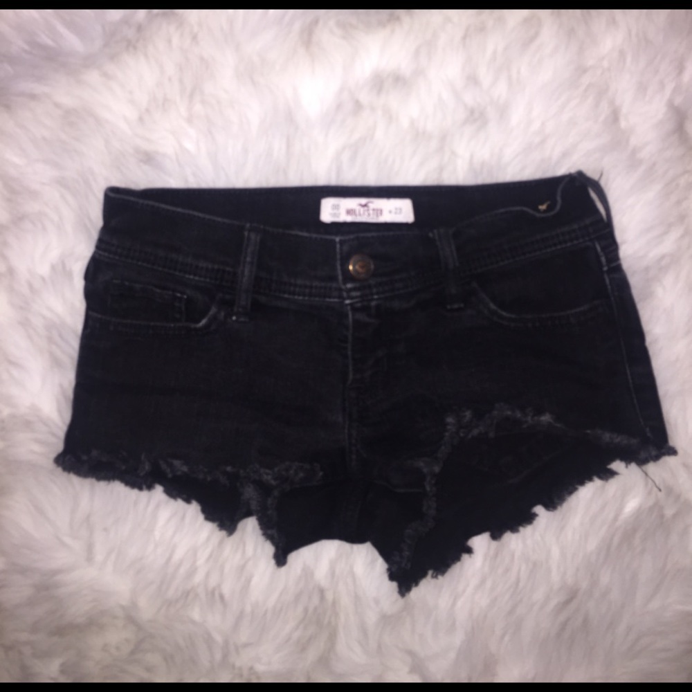 Black denim shorts