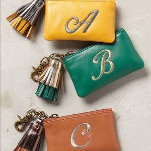 Anthropologie tasseled monogram coin pouch 'B'