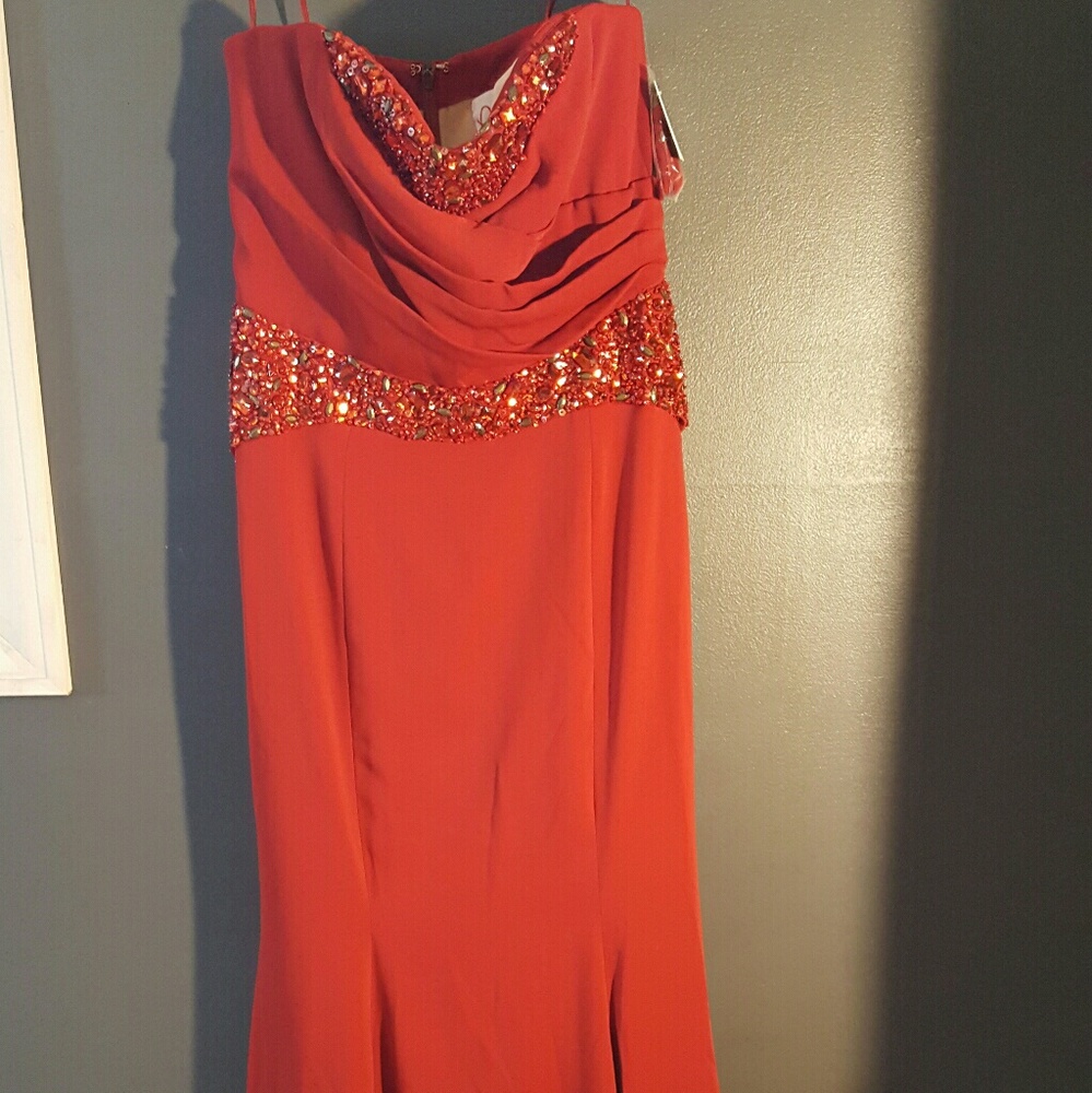 SOLD Pamella roland prom dress orange/spice size