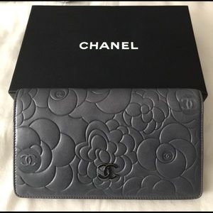 Authentic Chanel Lambskin Camellia Long Wallet