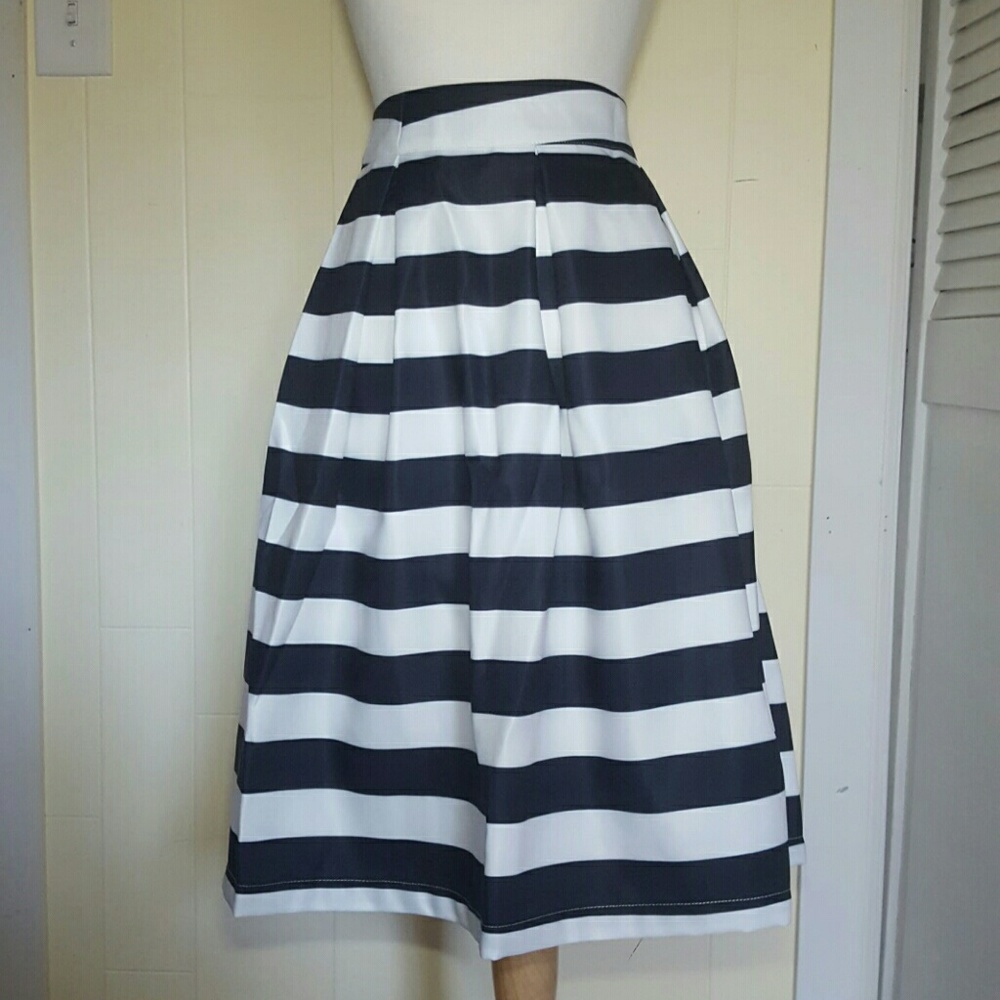 Black and White Striped Skirt