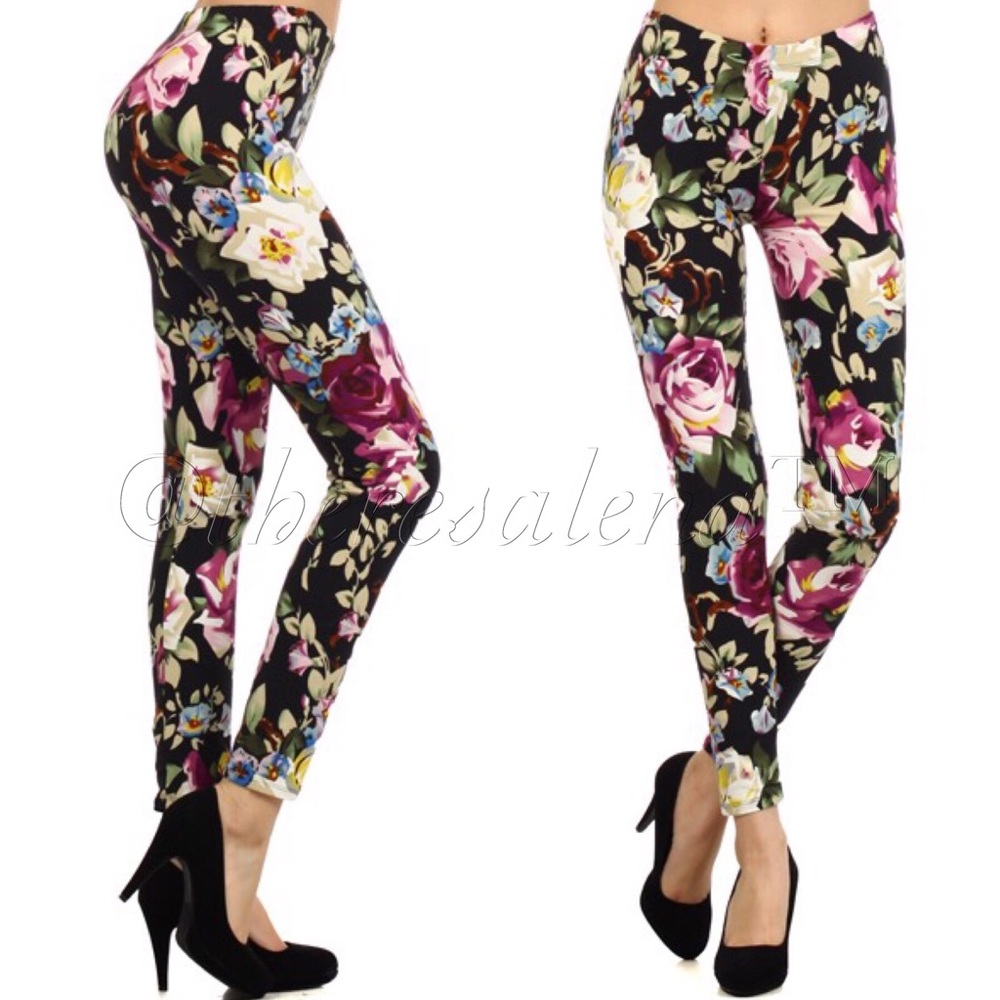 Floral Brush knit  Leggings