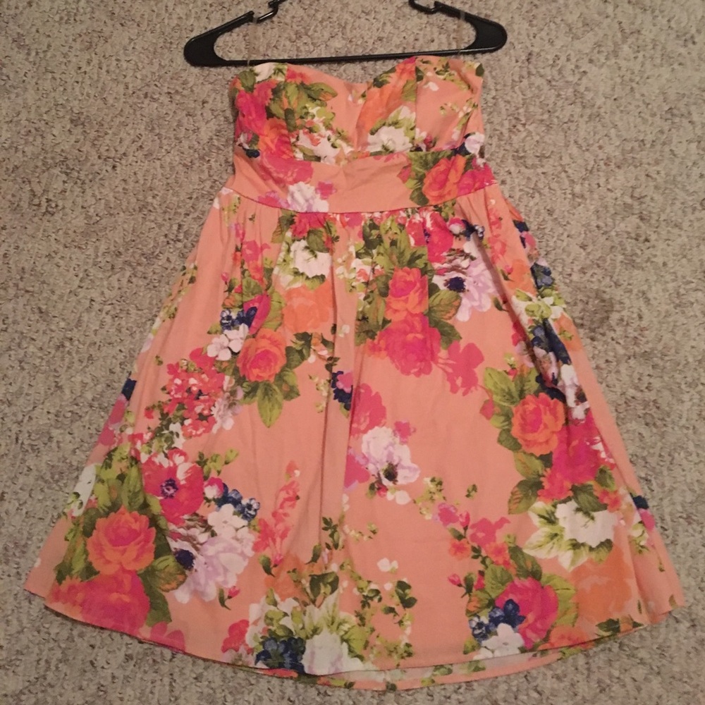 Strapless floral dress
