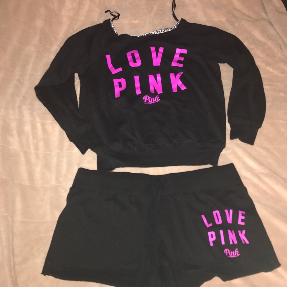 PINK beach shorts and sweater