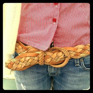 Hollister Braided Belt Tan Leather