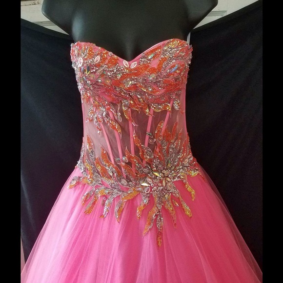 2Cute Hot Pink Size 4 Corset Gown - Picture 2 of 6