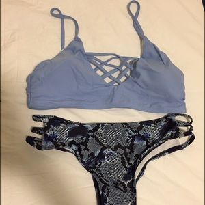 light blue snakeskin swimsuit bikini