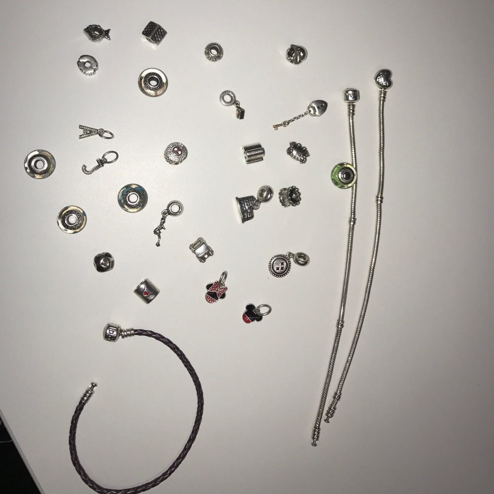3 Pandora Bracelets w/ 26 assorted Charms