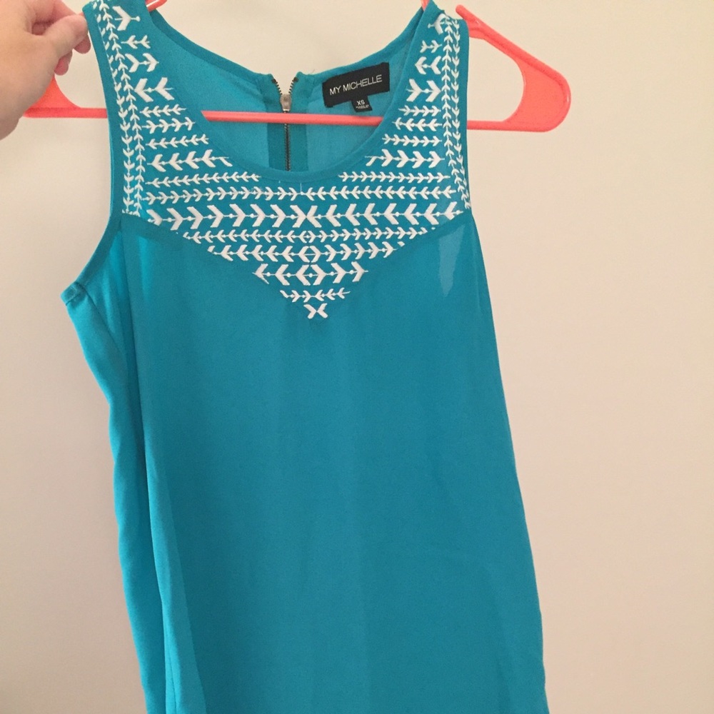 Turquoise high low tank top