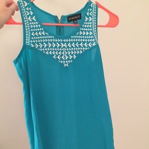 Turquoise high low tank top