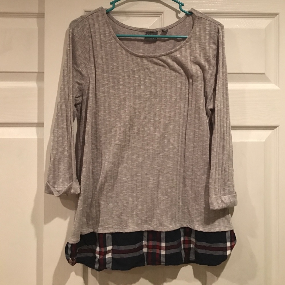 New York & Company Plaid Layered Top