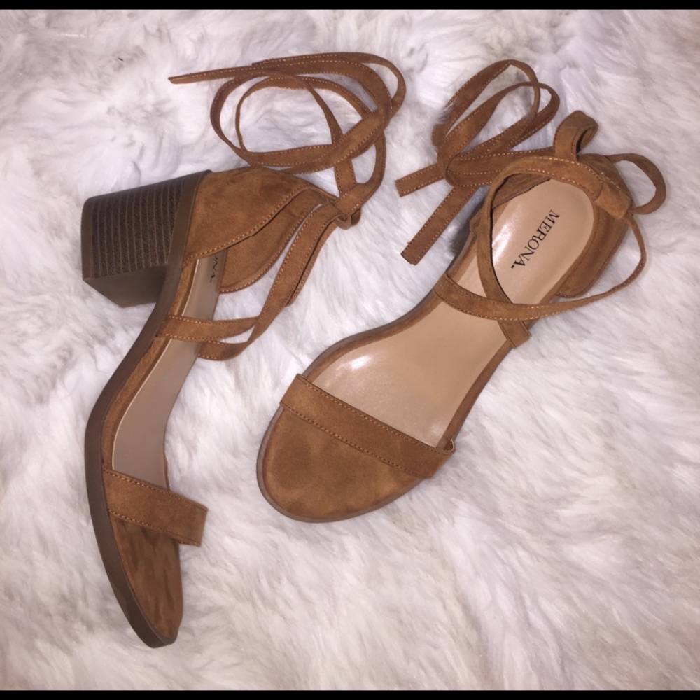 suede mini heel lace up sandals