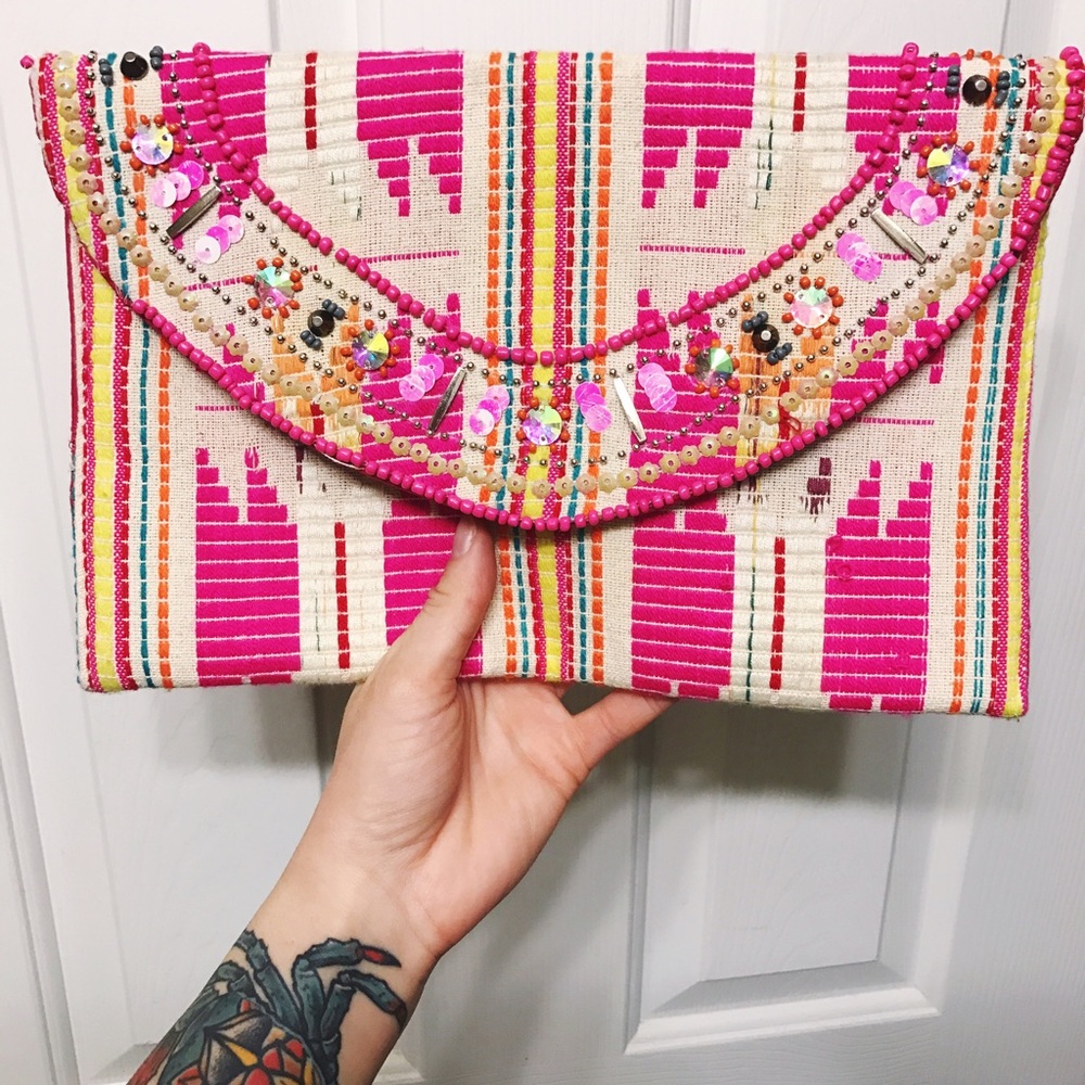 Beautiful Beaded Brightly Colored Clutch