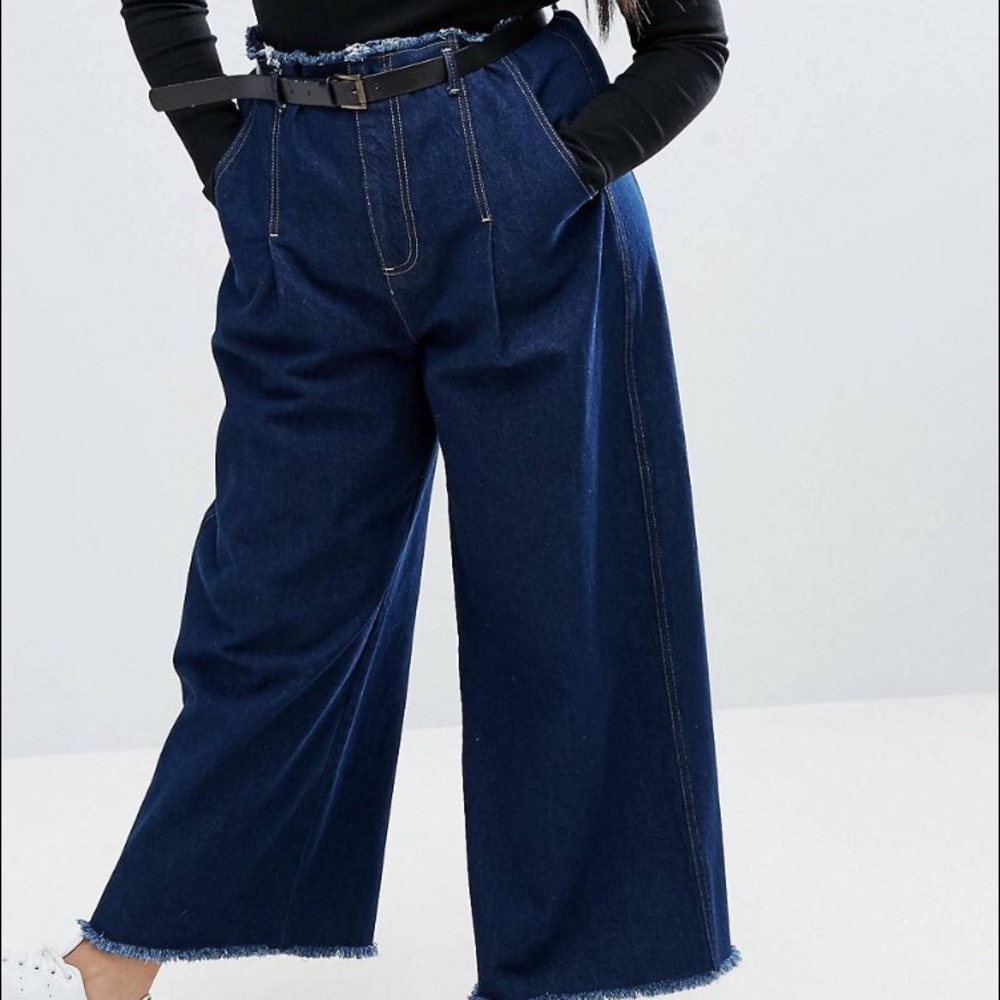 Asos beltedwide leg jean with raw hem