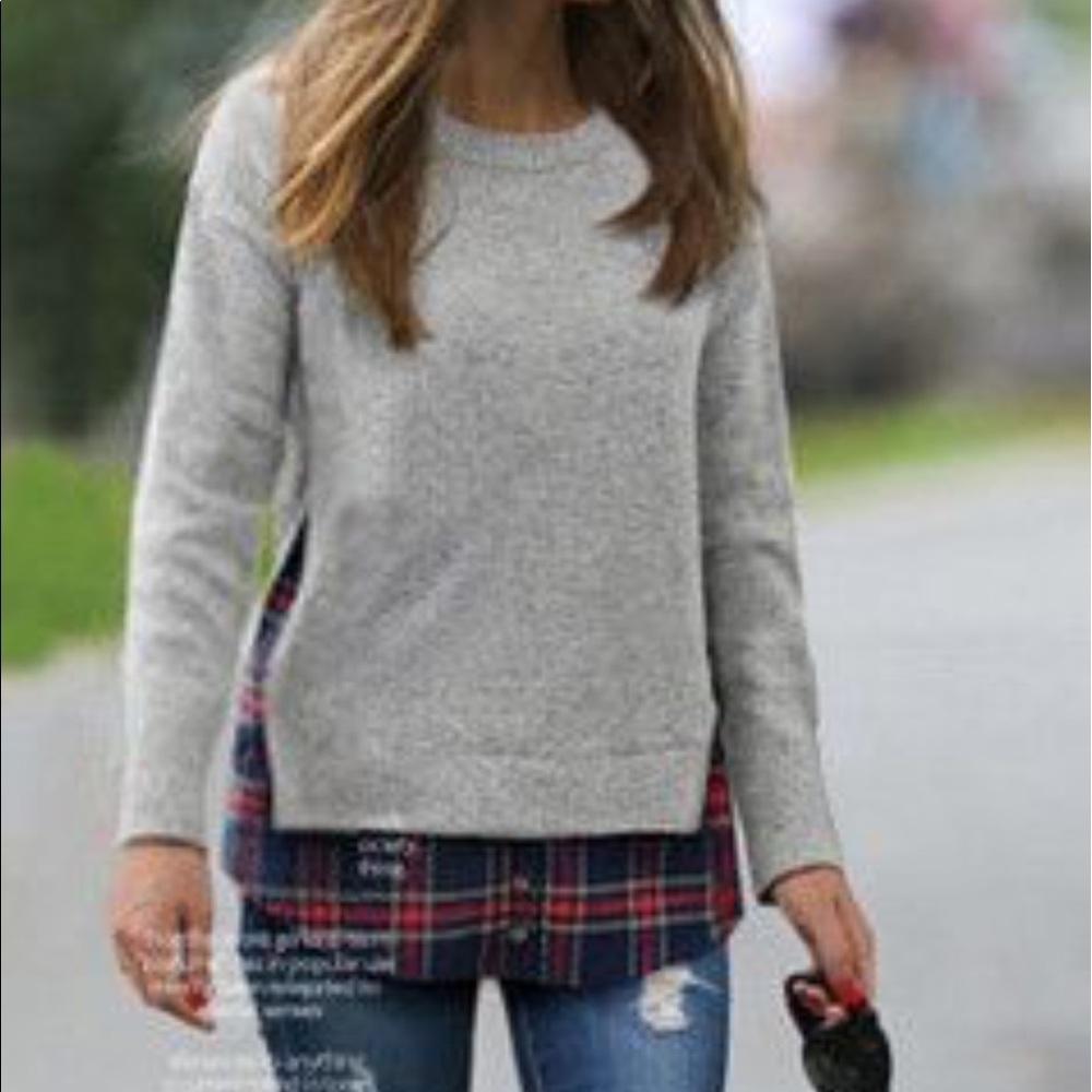 Hollister sweater with flannel underneath