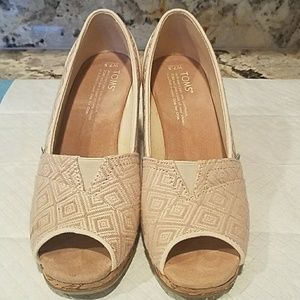 TOMS peep toe wedges