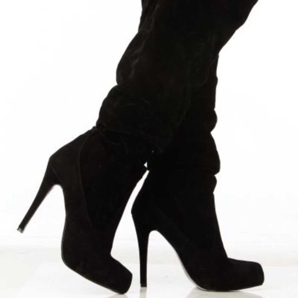 Bakers Black Faux Suede high heels boots