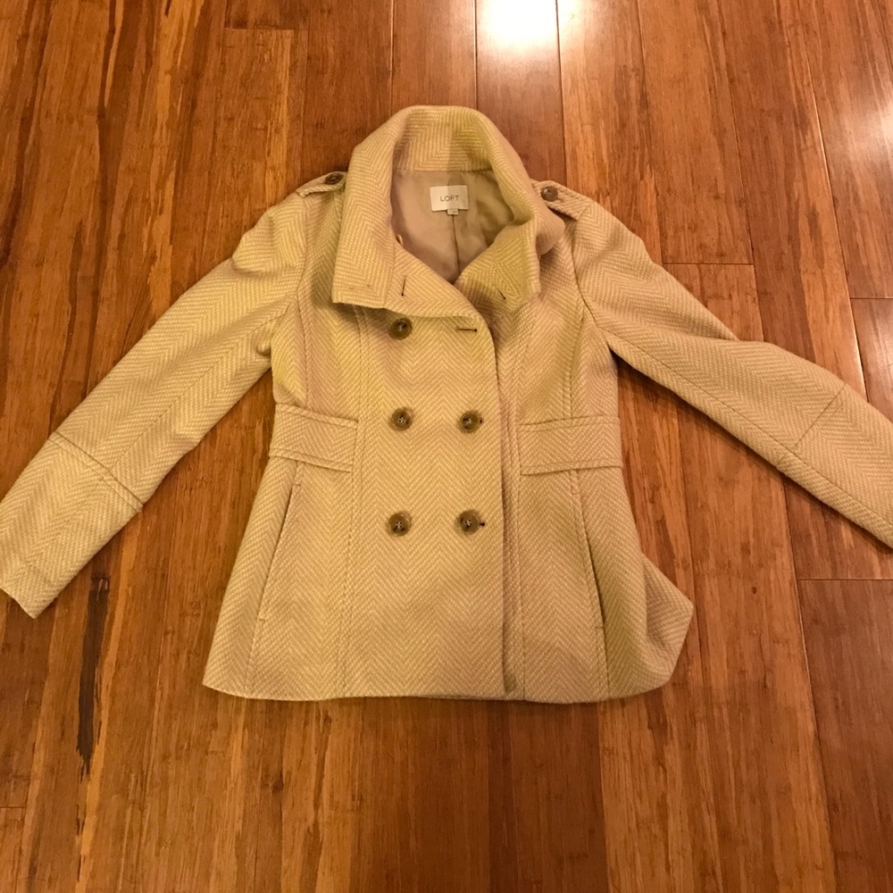 Tan and white Loft coat