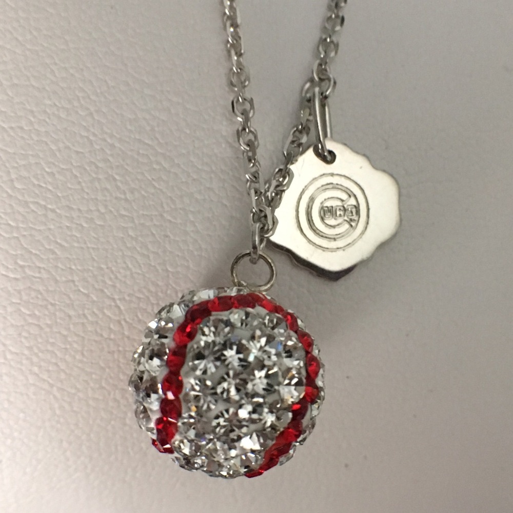 Chicago Cubs Crystal Baseball ⚾️Cubs Logo Necklace