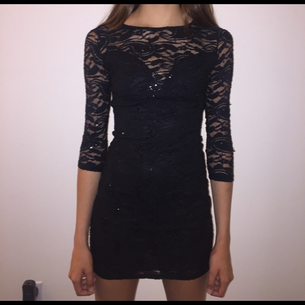 black short tight fitting dress