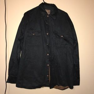 Faux suede button down