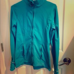 Teal blue women's athletic jacket