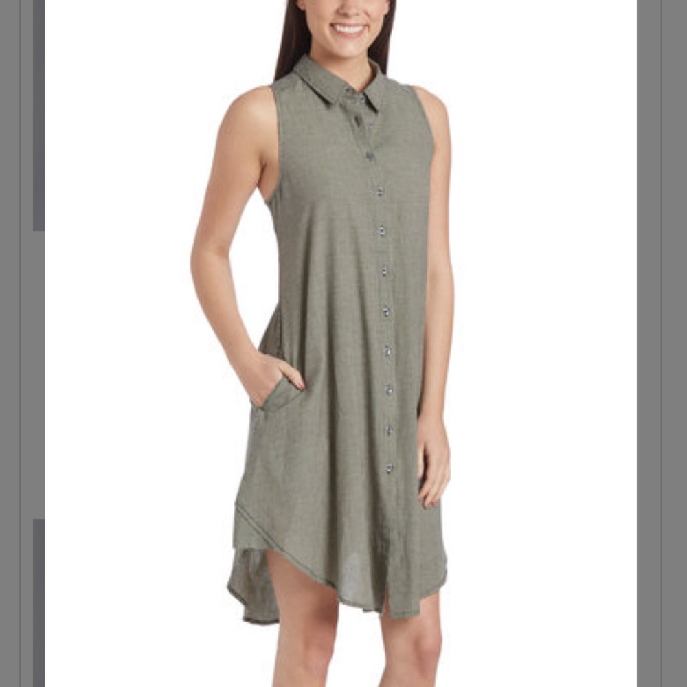 Grey button down shirt dress