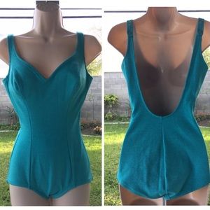 VIntage 50s 60s De Weese Design Teal Swimsuit