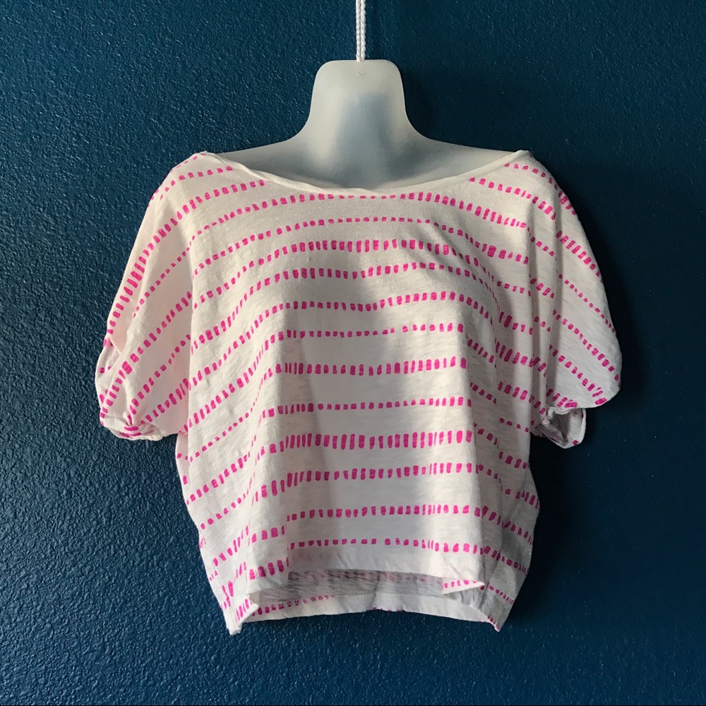 Pink & White Crop Top