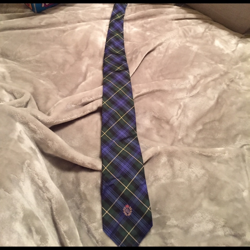 Ralph Lauren green & blue silk tie.