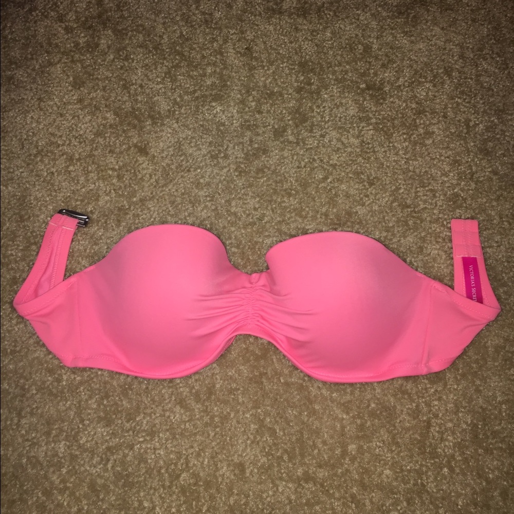 Pink strapless VS bikini top