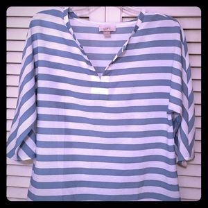 LOFT Blue and White Striped Blouse