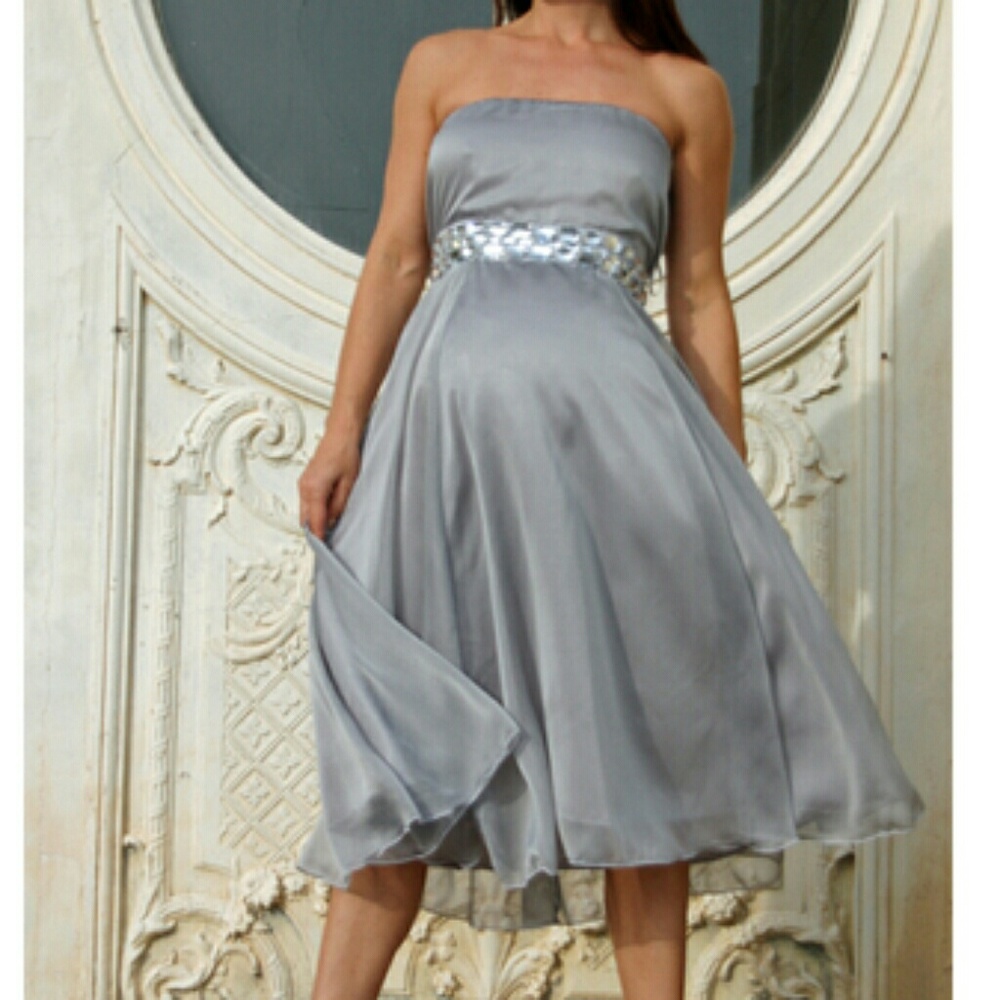 Nicole Michelle maternity platinum diamond dress