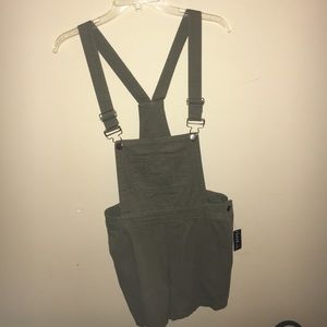 Green overall shorts!