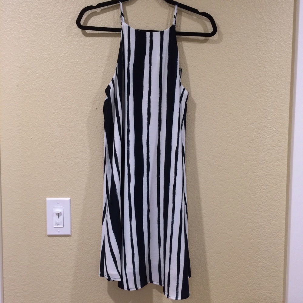 Cotton on navy & white stripe high neck slip dress