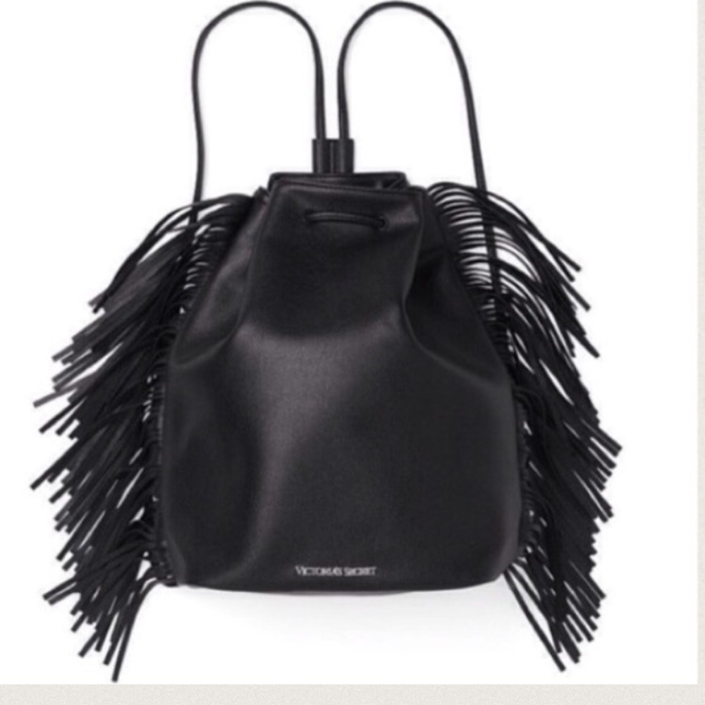 Victoria secret black leather backpack