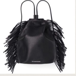 Victoria secret black leather backpack