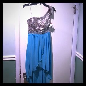 Teal one shoulder PROM DRESS