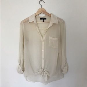 Jessica Simpson Semi-sheer Cream Chiffon Blouse