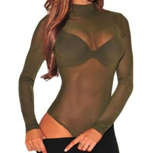 Mesh Mock Neck Bodysuit