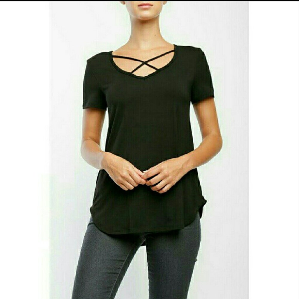 Criss-cross V neck Tee