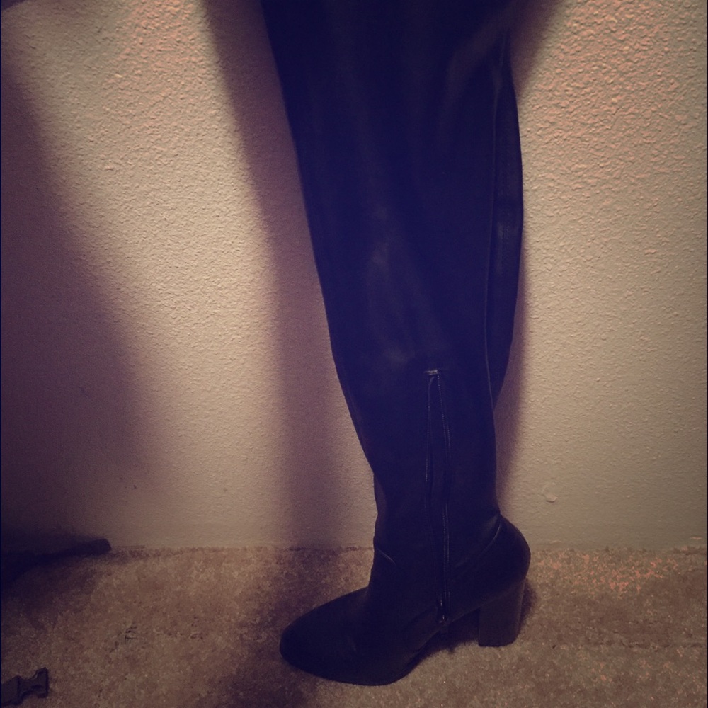 Thigh high leather boots!